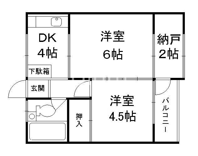 稲荷マンション(2K/2階)の間取り写真