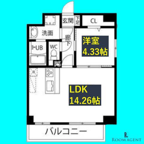 ウルフィエスタ徳川(1LDK/8階)の間取り写真