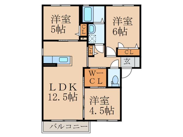 グリーンタウンB(3LDK/2階)の間取り写真