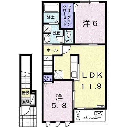 グレイスコートI(2LDK/2階)の間取り写真