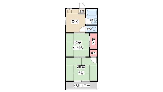 大芝コーポII(2K/1階)の間取り写真