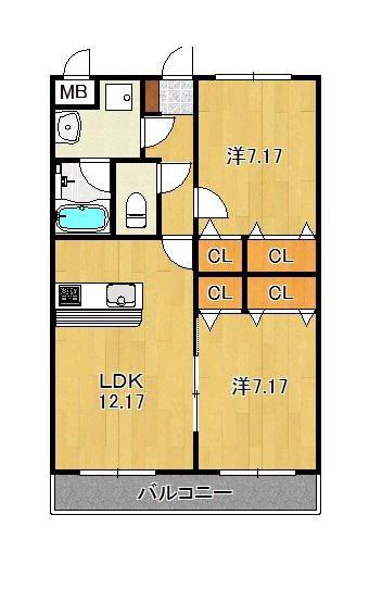 インポート久留米ルビーV(2LDK/2階)の間取り写真