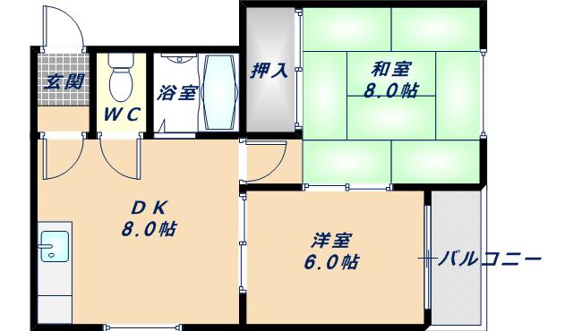 ジョイフリー富士(2DK/3階)の間取り写真