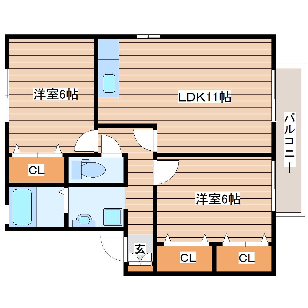 レピィナードIII(2LDK/1階)の間取り写真