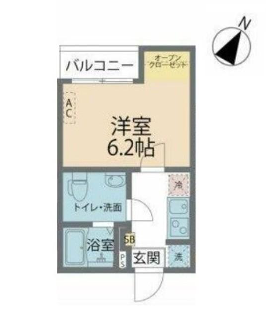 カインドネス小田急相模原サウス(1K/1階)の間取り写真