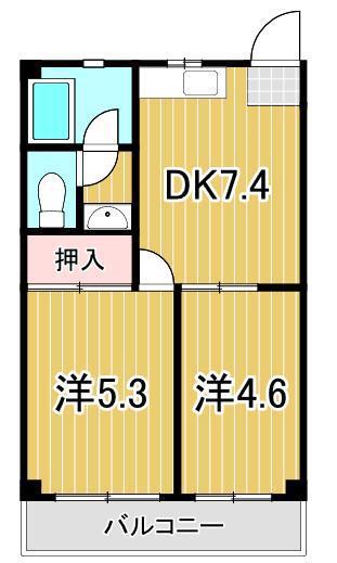 サイクルハイツI(2DK/2階)の間取り写真