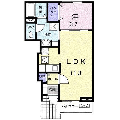 カーサフィオーレA(1LDK/1階)の間取り写真