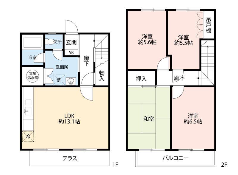 コープ野村清水町(4LDK/1階)の間取り写真