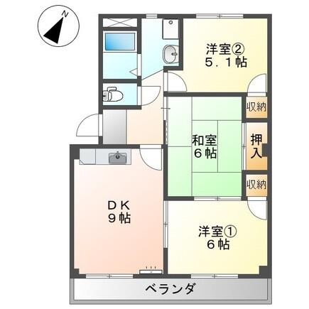 スカイパレスオオタ(3DK/2階)の間取り写真