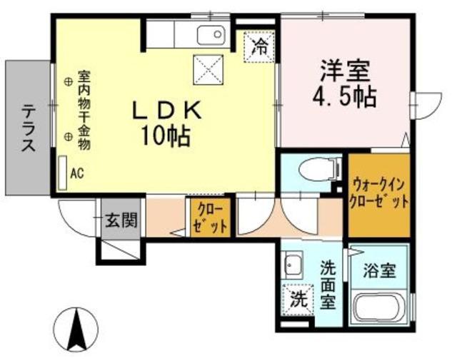 デュエット赤堤(1LDK/1階)の間取り写真