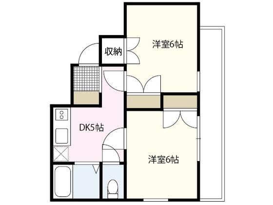 JOYFUL楠木(2DK/3階)の間取り写真