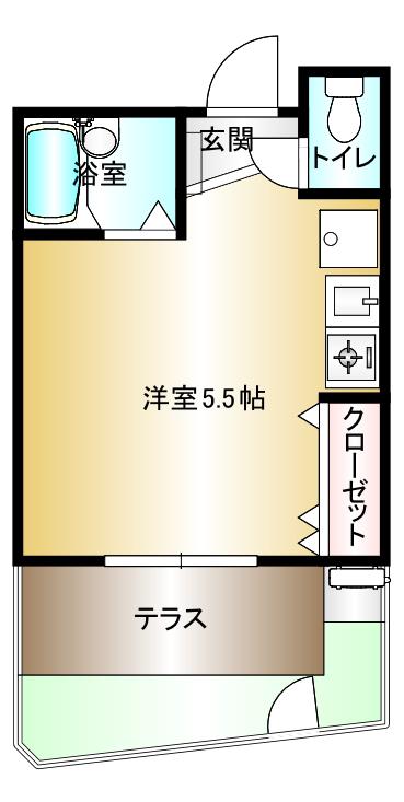 アーバニティハイムV(ワンルーム/1階)の間取り写真