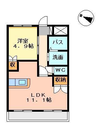 ブランシェ 滝尾(1LDK/1階)の間取り写真