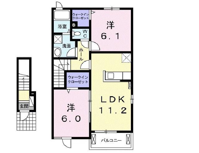 GRACE B(2LDK/2階)の間取り写真