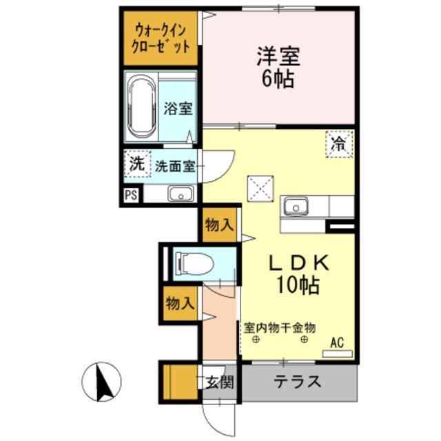 ルリアン(1LDK/1階)の間取り写真