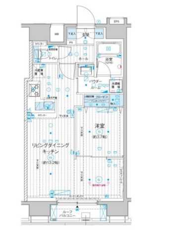 メインステージ入谷IV(1LDK/15階)の間取り写真