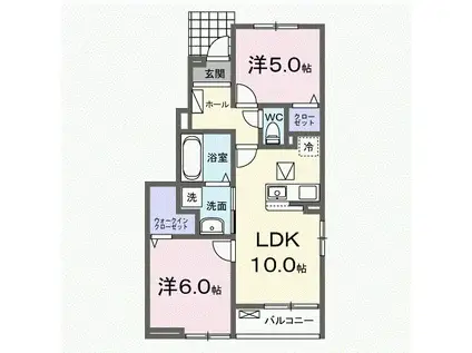 DKB-袋井I(2LDK/1階)の間取り写真
