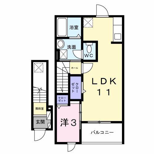 ヒカルサ東京立川(1LDK/2階)の間取り写真