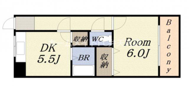 貴和ビル(1DK/2階)の間取り写真