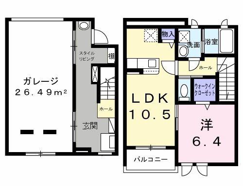 ベルシェールII(1LDK/1階)の間取り写真