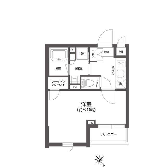 グランパセオ四谷若葉(1K/4階)の間取り写真