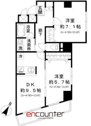 ブールバード白山(2DK/6階)の間取り写真