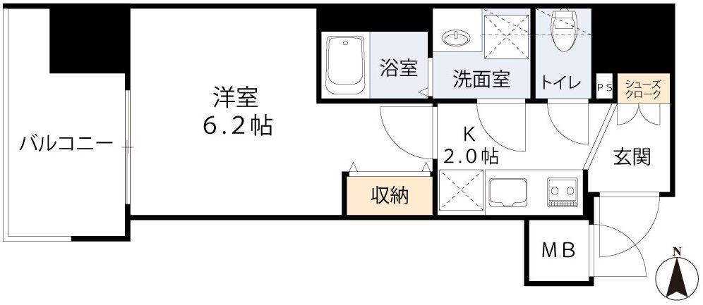 BPRレジデンス梅田西(1K/5階)の間取り写真