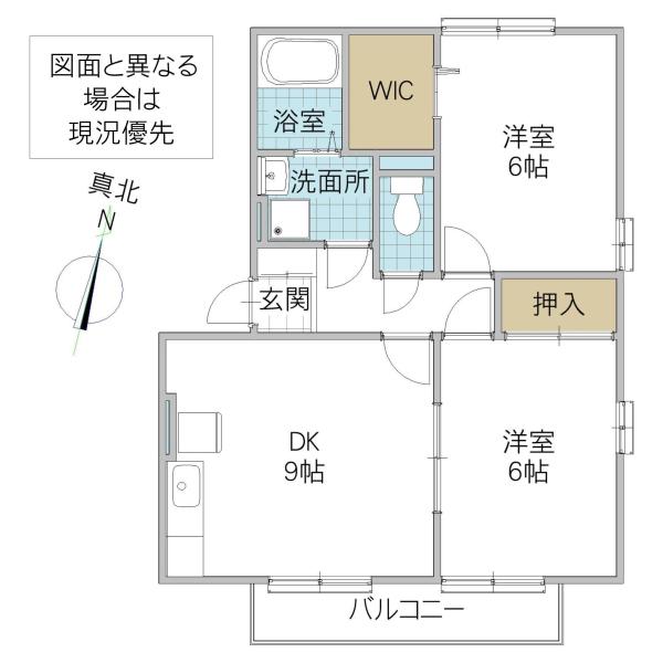 クリークガーデンE(2DK/2階)の間取り写真
