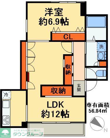 ユーコート下総中山(1LDK/4階)の間取り写真