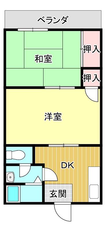 安良グリーンハイツ(2DK/1階)の間取り写真