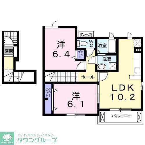 ベルナティオII(2LDK/2階)の間取り写真