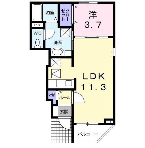 クラール SY(1LDK/1階)の間取り写真