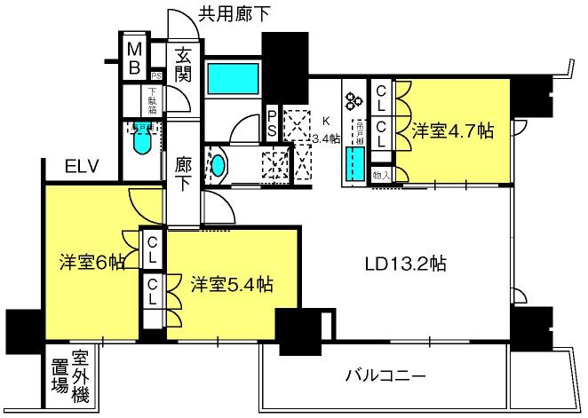 オープンレジデンシア大宮フロント(3LDK/10階)の間取り写真