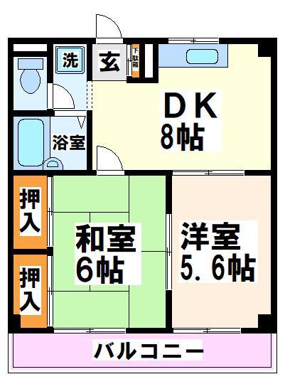ヴェルデII(2DK/3階)の間取り写真