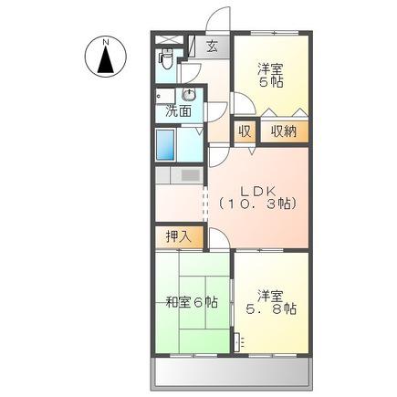 ルミナス南蔵王(3LDK/1階)の間取り写真