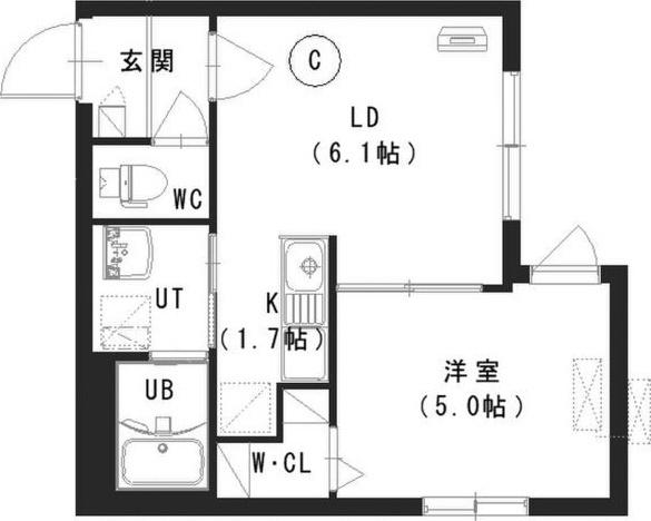 ルチアーノ発寒南(1LDK/4階)の間取り写真