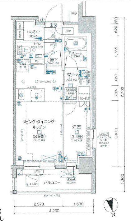 デュオステージ宮崎台(1K/3階)の間取り写真