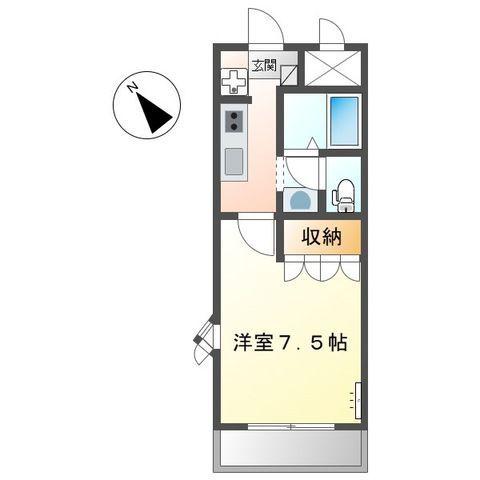 ファインーK(1K/2階)の間取り写真