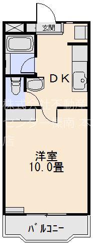 サウスフィールド(1DK/1階)の間取り写真
