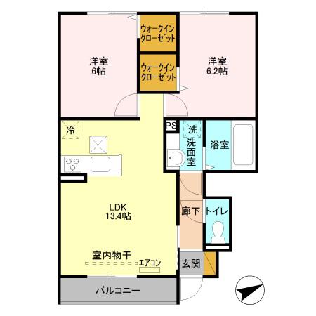 東武東上線 朝霞駅 徒歩13分 2階建 築11年(2LDK/1階)の間取り写真