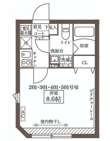 COCOCUBE MINAMI-OTSUKA(1K/2階)の間取り写真