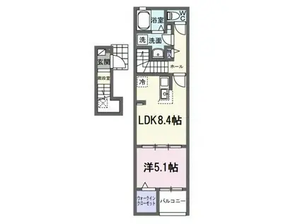 プラシード カーサ A(1LDK/2階)の間取り写真