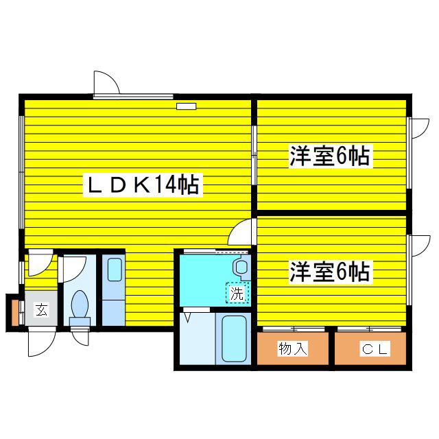 サンライズ33(2LDK/1階)の間取り写真