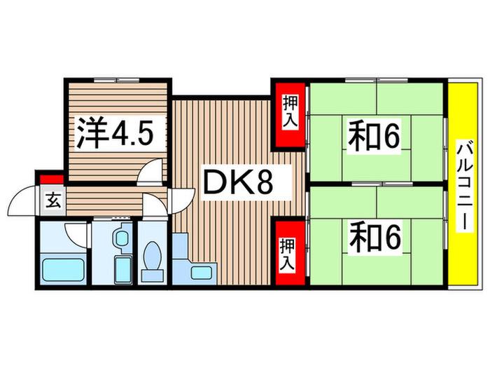 鉄村マンション S棟(3DK/2階)の間取り写真