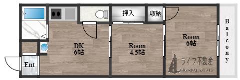 ヴィラ西村(2DK/3階)の間取り写真
