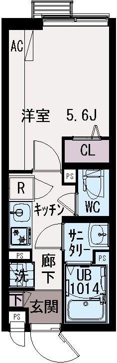 イクシオMS HOUSE(1K/1階)の間取り写真