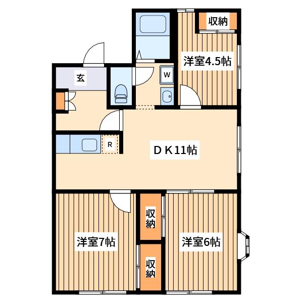 サンレイクI(3LDK/2階)の間取り写真