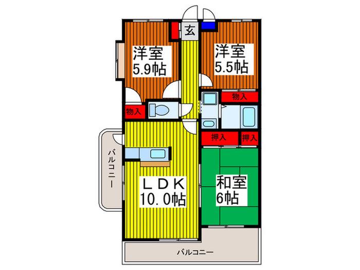ソレイユモトニ(3LDK/1階)の間取り写真