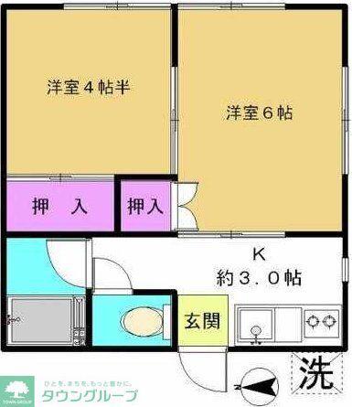 林ハイツ(2K/2階)の間取り写真