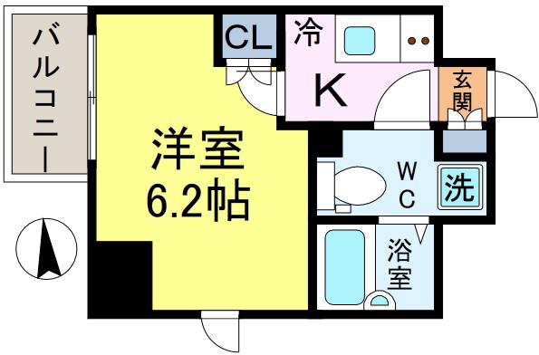 アルテシモパッソ(1K/8階)の間取り写真